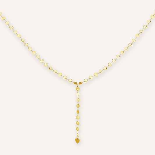 Ipsilon Ketting, sierlijke goudkleurige Y-ketting met hangend kettinkje