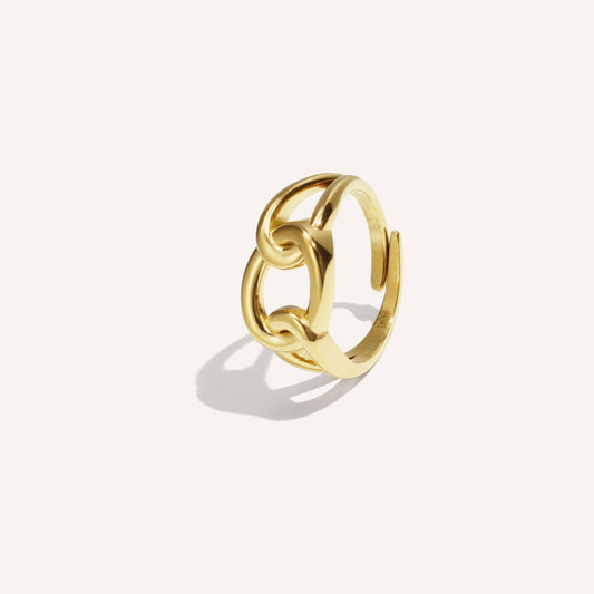 Legame Ring, dunne goudkleurige ring met knoopdetail