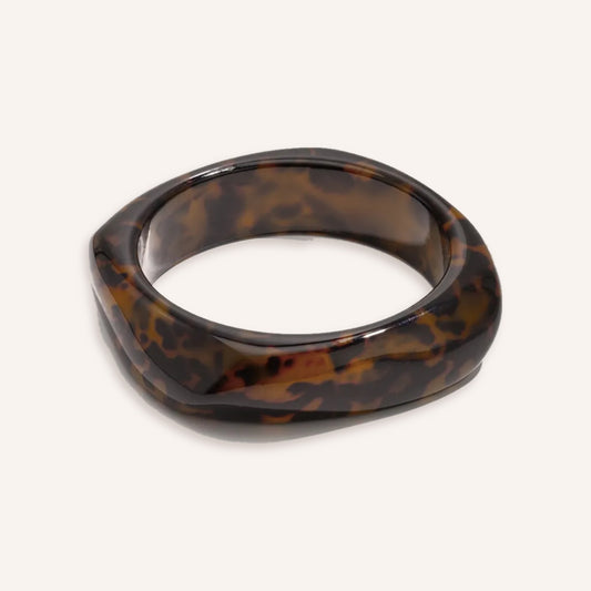 Leopardo Armband, hoekige bangle met luipaardprint