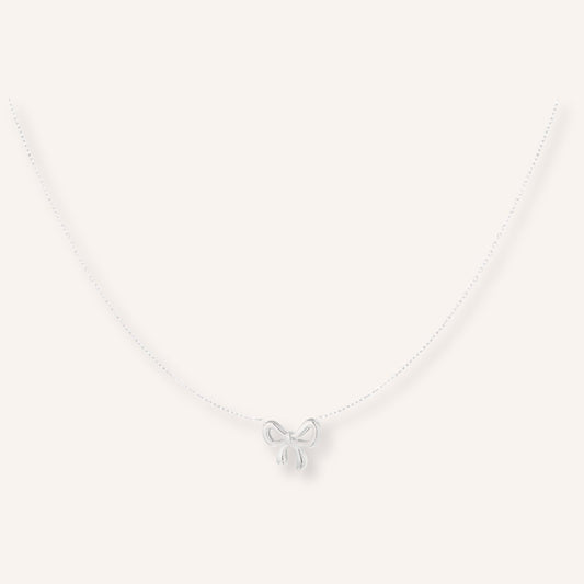 Lerici Ketting in zilver, zilverkleurige ketting met strikje als hanger