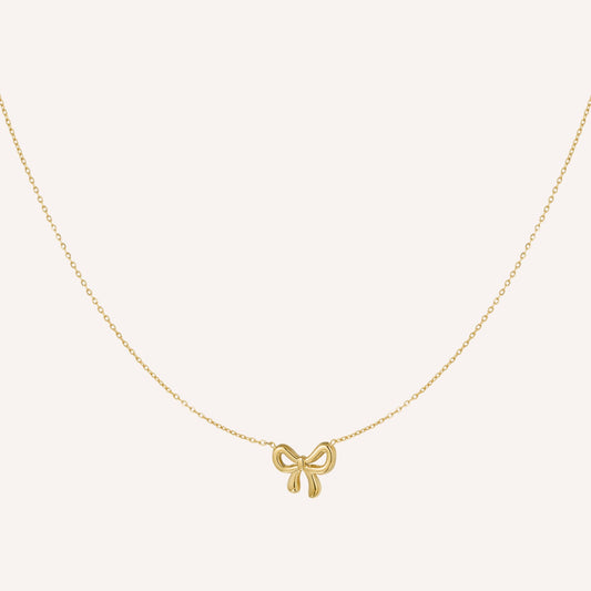 Lerici Ketting, goudkleurige ketting met strikje als hanger