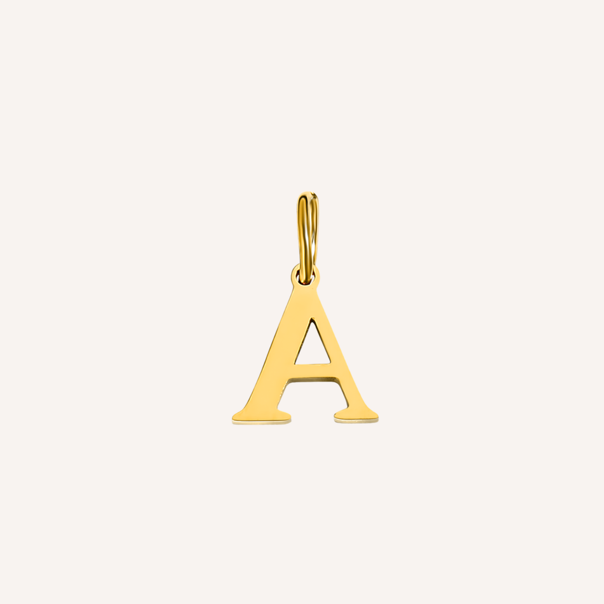 Letter A Lucido Charm, hoogglans gepolijste goudkleurige letter A bedel