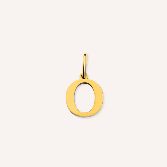 Letter O Lucido Charm, hoogglans gepolijste goudkleurige letter O bedel