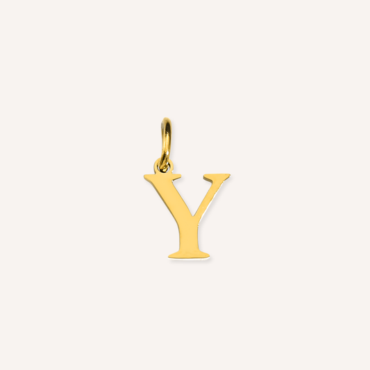 Letter Y Lucido Charm, hoogglans gepolijste goudkleurige letter Y bedel