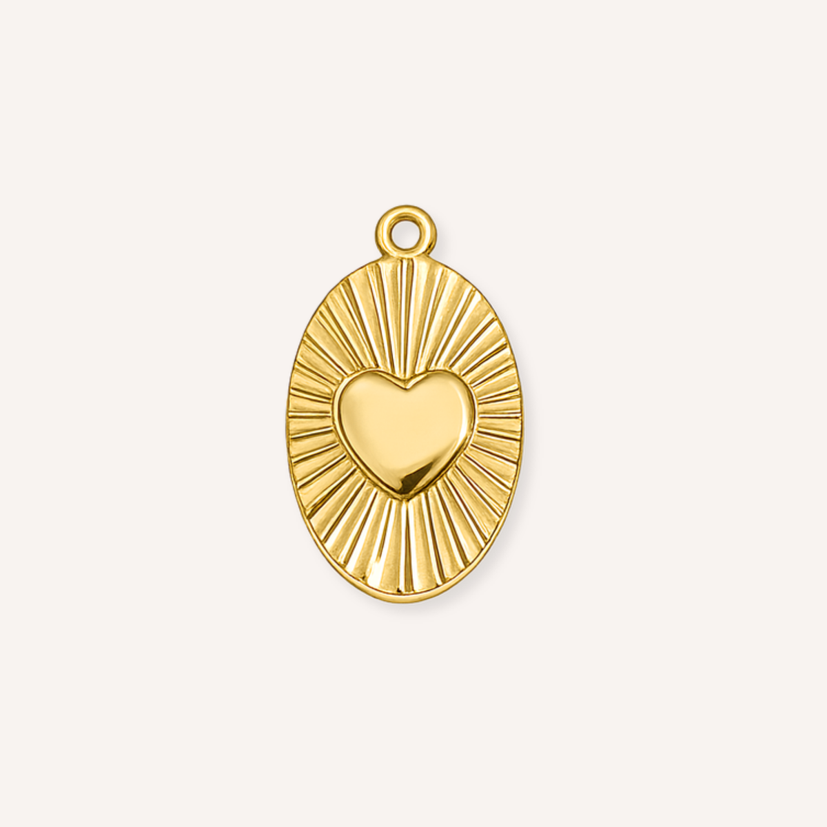 Luce Charm, goudkleurige bedel met hart en zonnestralen