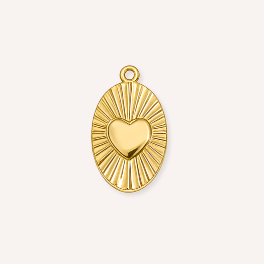 Luce Charm, goudkleurige bedel met hart en zonnestralen