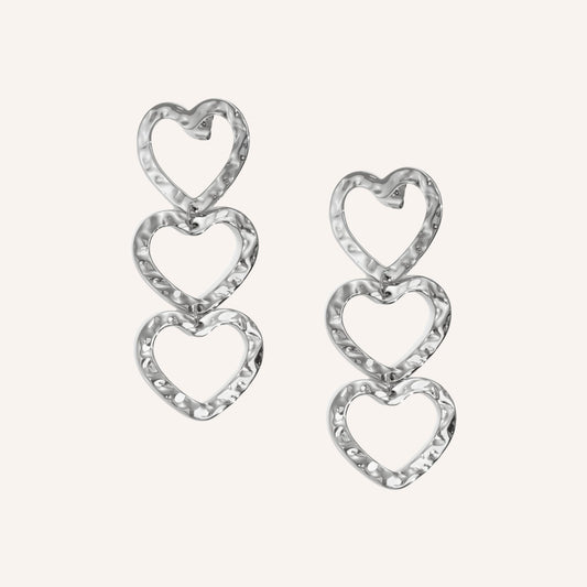 Marzapane Oorbellen in zilver, zilverkleurige oorbellen met vierkant en hartje