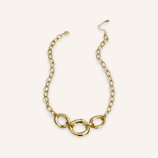 Massiccia Ketting, grove goudkleurige schakelketting met grote schakels vooraan