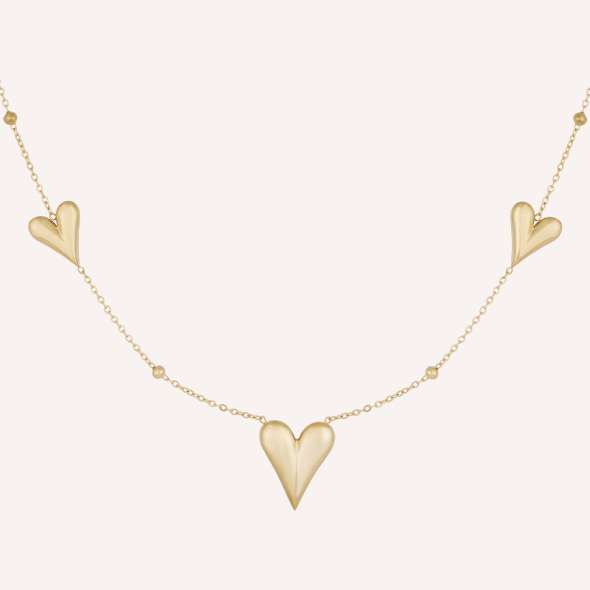 Napoli Ketting, goudkleurige ketting met hartvormige hanger