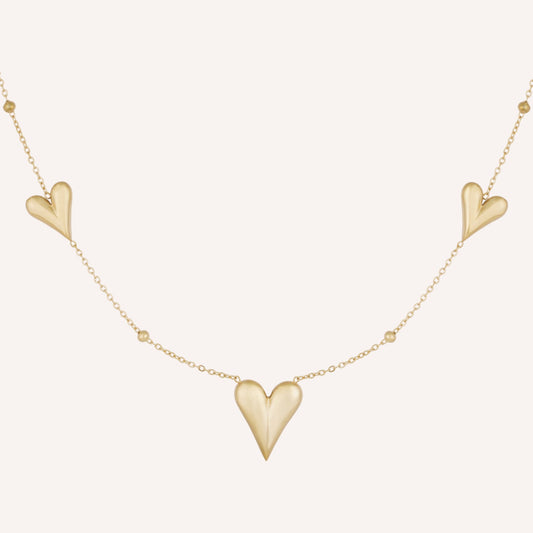 Napoli Ketting, goudkleurige ketting met hartvormige hanger