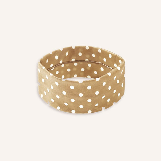 Pallina Haarband – Khaki, brede haarband met stippen