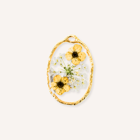 Papavero Charm, ovale bedel met geperste oranje bloemen