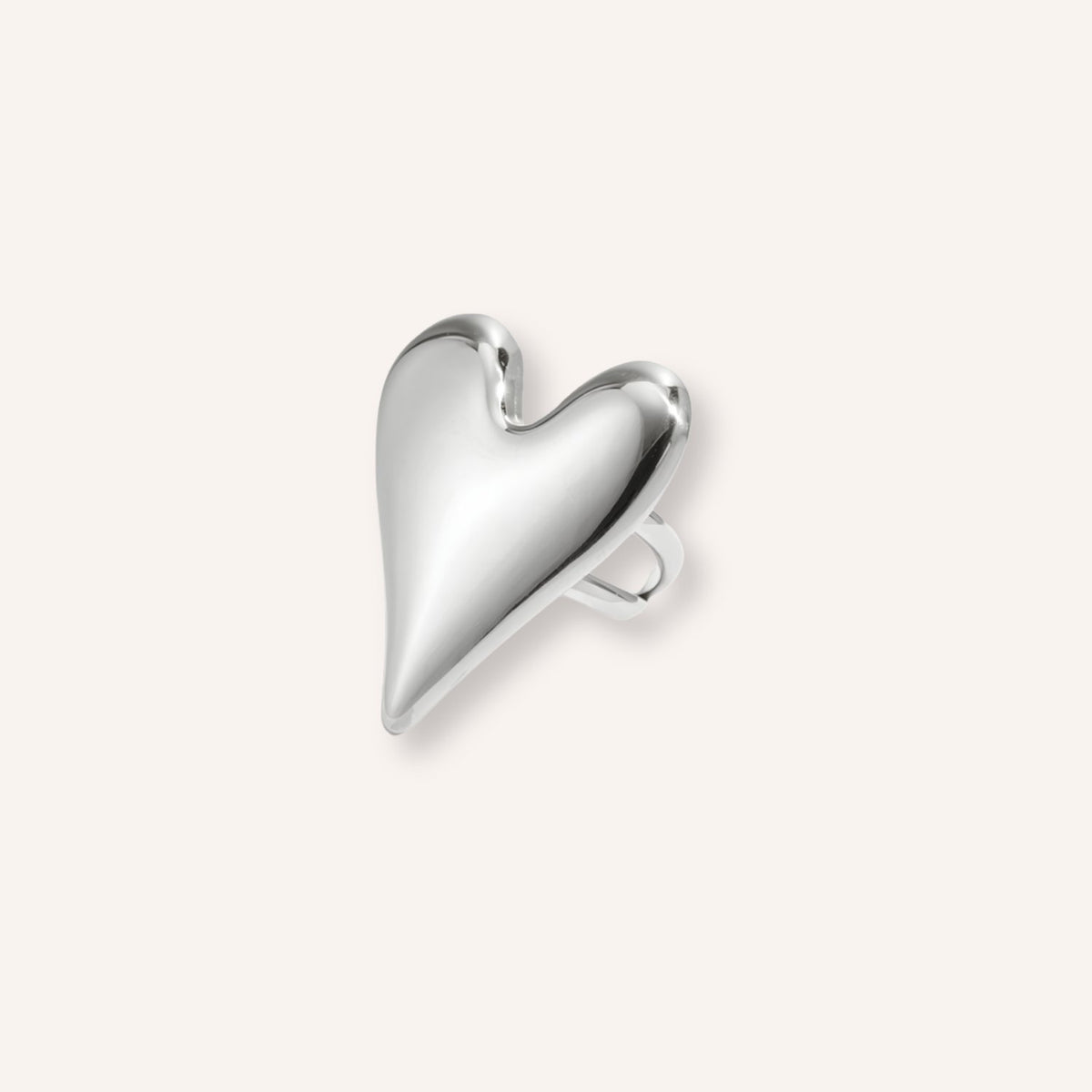 Passione Ring in zilver, zilverkleurige statement ring met groot hart