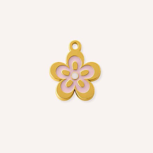 Petalia Charm, goudkleurige bloem met lichtroze emaille