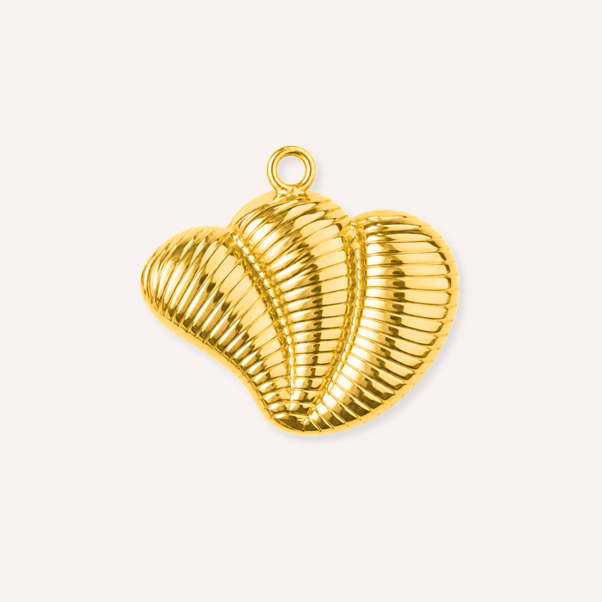 Pettine Charm, goudkleurige waaiervormige schelpbedel