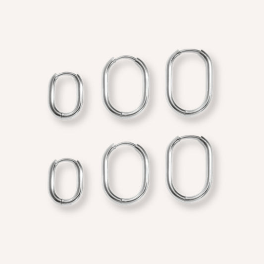 Poligono Oorbellen – Fijn – 3 paar – Zilver