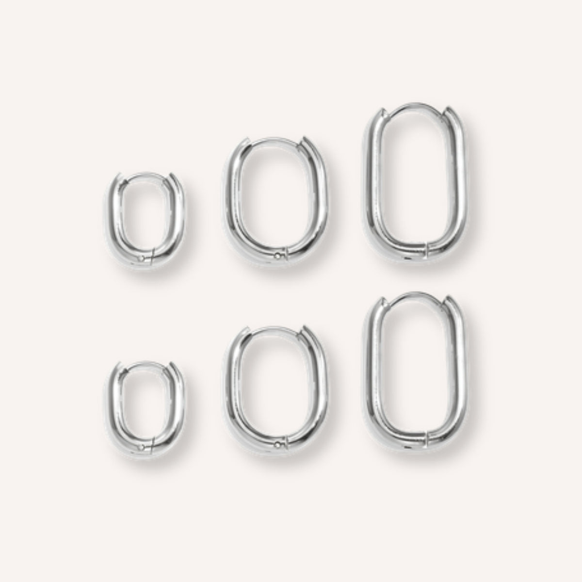Poligono Oorbellen – Grof – 3 paar – Zilver