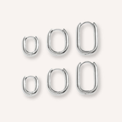 Poligono Oorbellen – Grof – 3 paar – Zilver