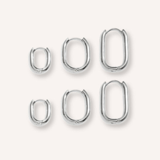Poligono Oorbellen – Grof – 3 paar – Zilver