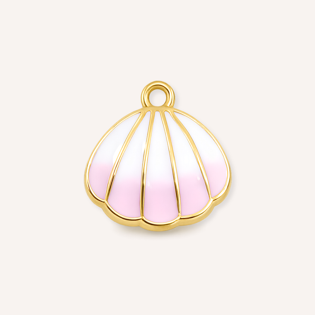 Positano Charm, goudkleurige schelp met zachtroze emaille