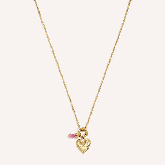 Ravello Ketting, korte goudkleurige ketting met hartjeshanger