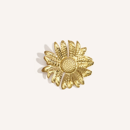 Ricamo Broche, goudkleurige bloembroche met stippenmotief