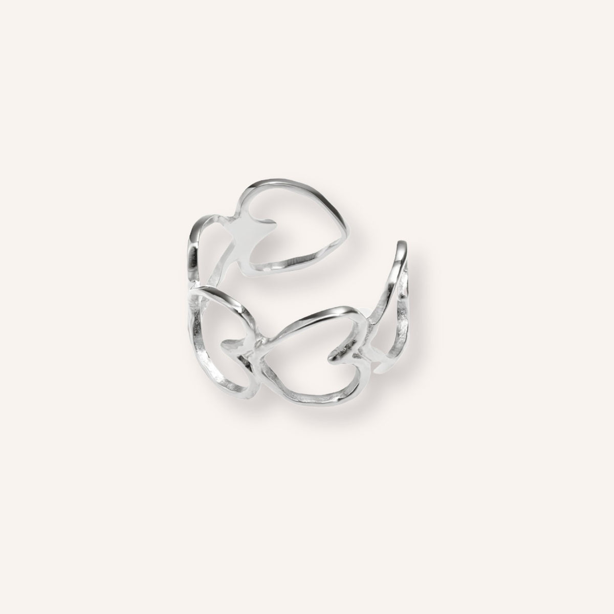 Romantica Ring in zilver, zilverkleurige statement ring met harten