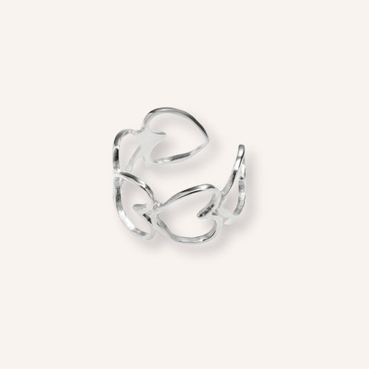 Romantica Ring in zilver, zilverkleurige statement ring met harten