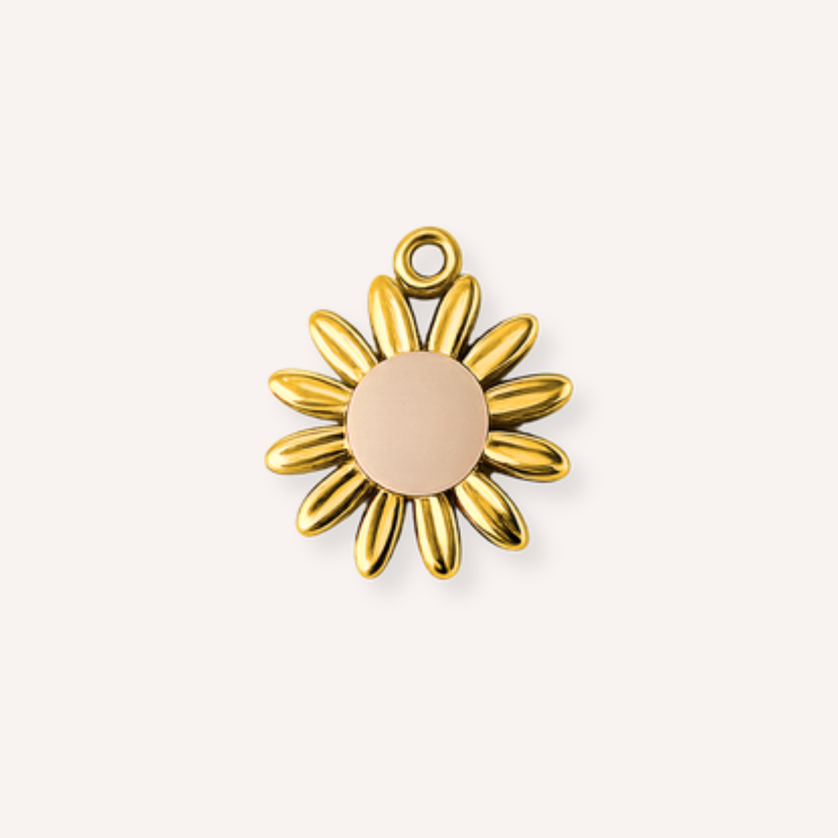 Sabbia Charm, goudkleurige bloembedel met beige midden