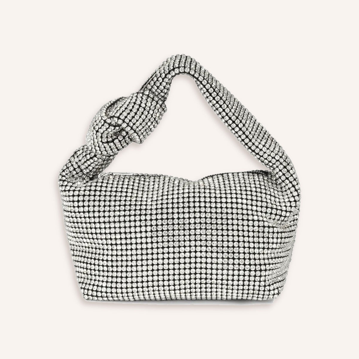 Serata Tas – Zilverkleurig, avondtas met glazen details