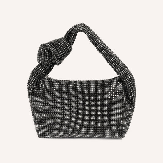Serata Tas – Zwart, avondtas met glazen details