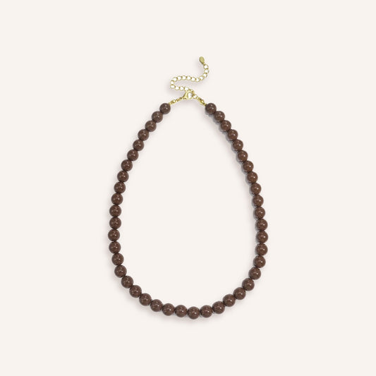 Sfera Ketting – Koffiebruin, kralenketting met bruine kralen