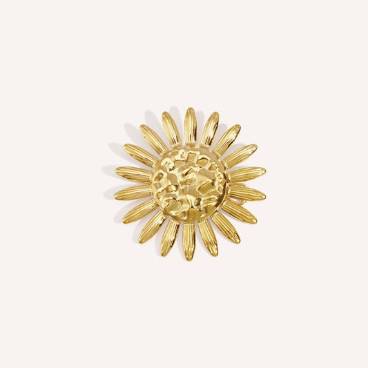 Sovana Broche, goudkleurige broche met open bloemmotief