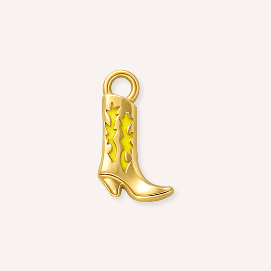 Stella Charm, goudkleurige cowboylaars met gele details