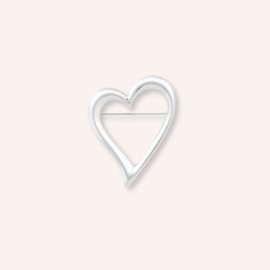 Trevi Broche – Zilver, zilverkleurige broche met romantisch hartdesign