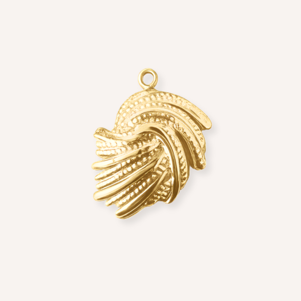 Turbina Charm, goudkleurige bedel met gedraaide wervellijnen