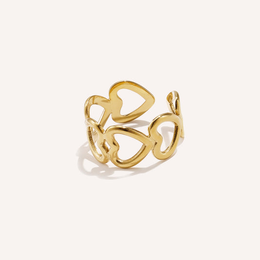 Unione Ring, dunne goudkleurige ring met verbonden hartdetail