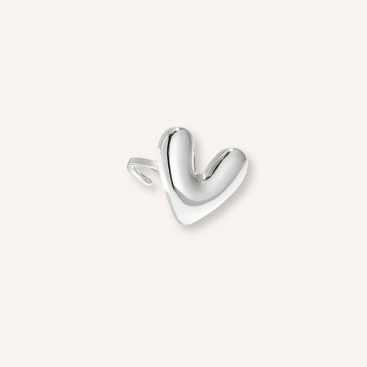 Vivace Ring in zilver, zilverkleurige statement ring met eigenzinnig hart