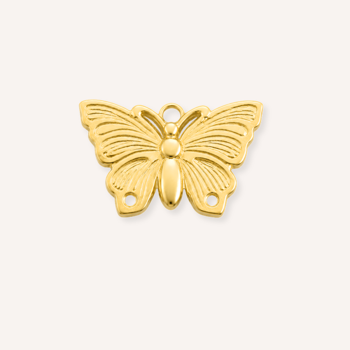 Volare Charm, goudkleurige vlinderbedel met gelaagde dubbele vleugels