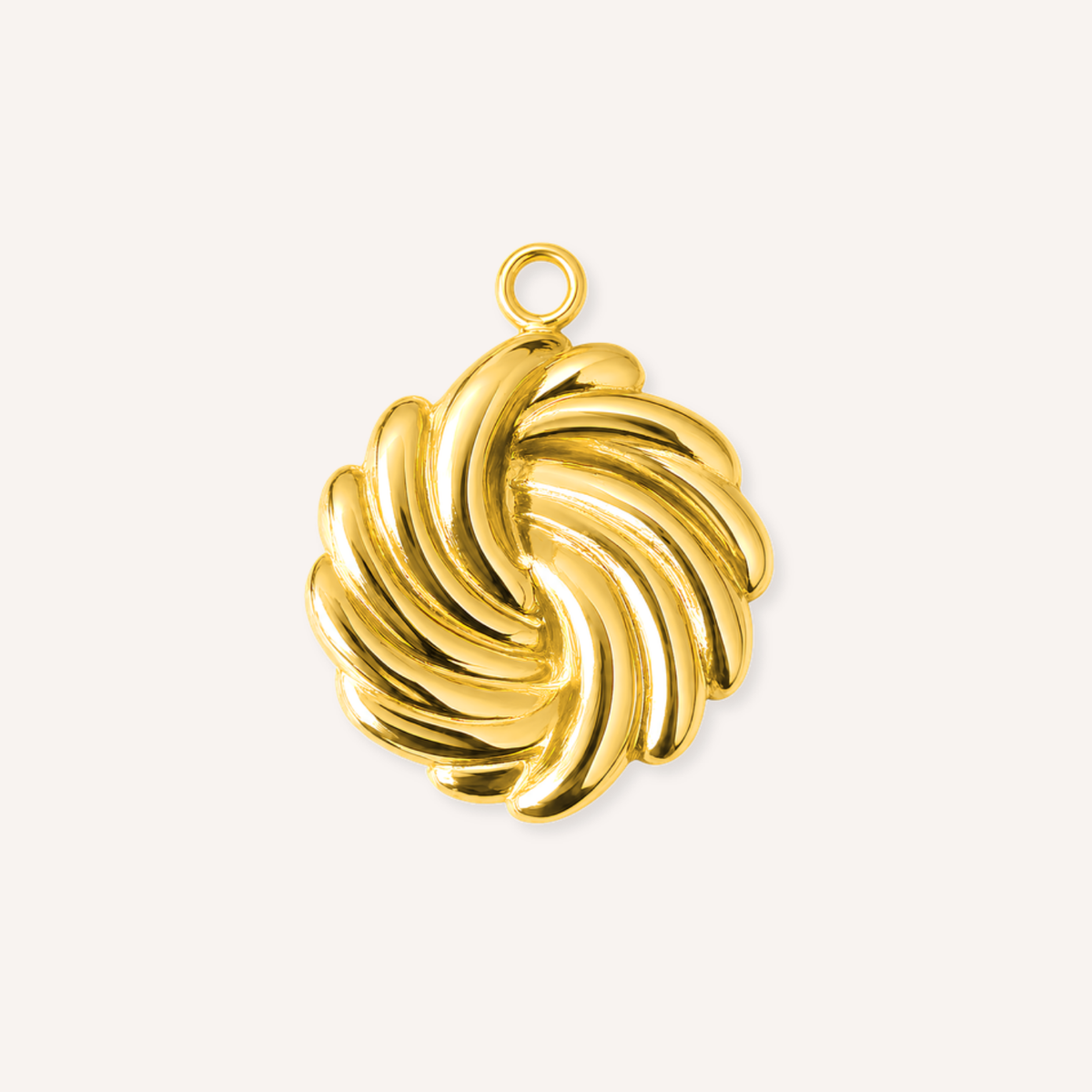 Vortice Charm, goudkleurige bedel met gedraaide wervelvorm