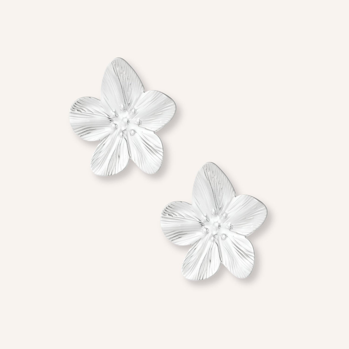 Zinnia Oorbellen in zilver, zilverkleurige oorknopjes in bloemvorm